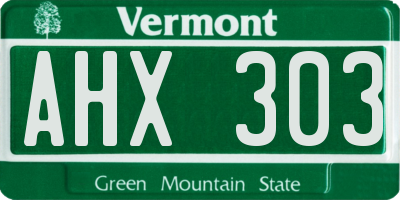 VT license plate AHX303
