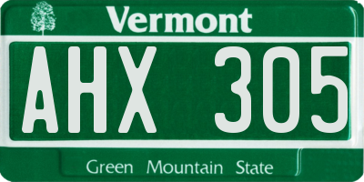 VT license plate AHX305