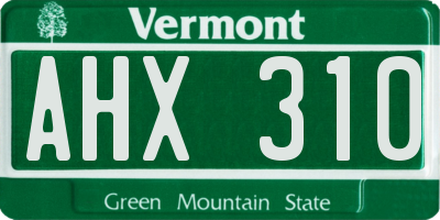 VT license plate AHX310