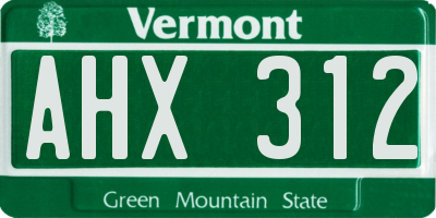 VT license plate AHX312