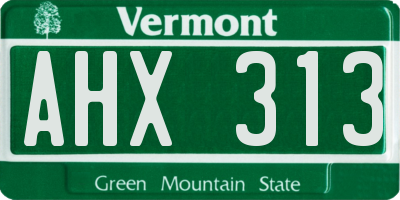VT license plate AHX313
