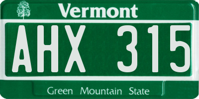 VT license plate AHX315