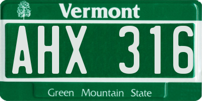 VT license plate AHX316