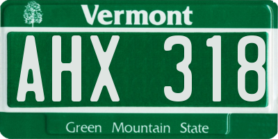VT license plate AHX318