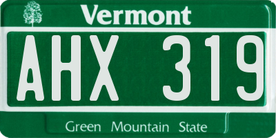 VT license plate AHX319