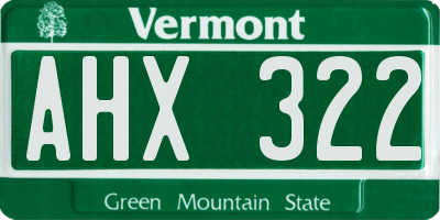 VT license plate AHX322