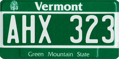 VT license plate AHX323