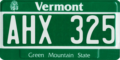 VT license plate AHX325