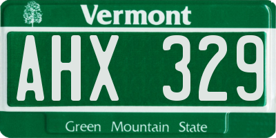 VT license plate AHX329