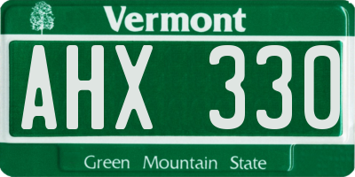 VT license plate AHX330