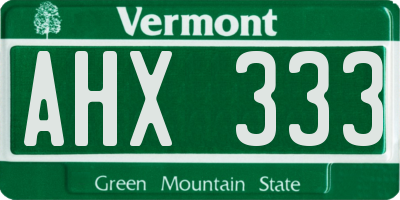 VT license plate AHX333