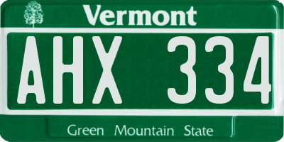 VT license plate AHX334