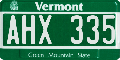 VT license plate AHX335