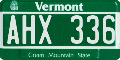 VT license plate AHX336