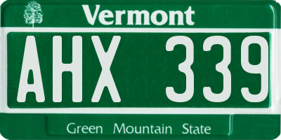 VT license plate AHX339
