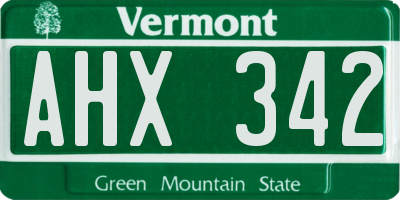 VT license plate AHX342