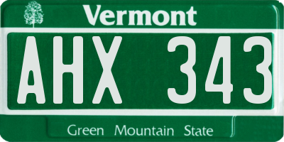 VT license plate AHX343