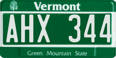 VT license plate AHX344
