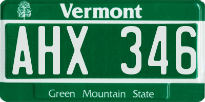 VT license plate AHX346