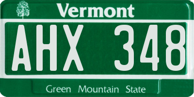 VT license plate AHX348