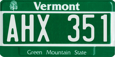 VT license plate AHX351