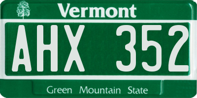 VT license plate AHX352