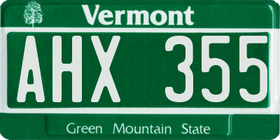 VT license plate AHX355
