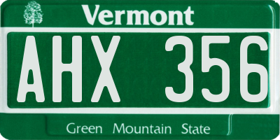 VT license plate AHX356
