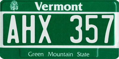 VT license plate AHX357