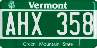 VT license plate AHX358