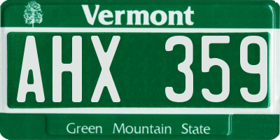 VT license plate AHX359