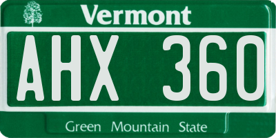 VT license plate AHX360