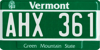 VT license plate AHX361
