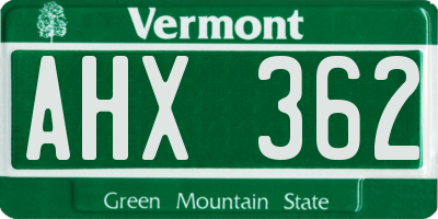 VT license plate AHX362