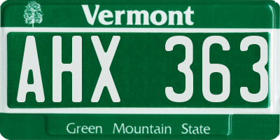 VT license plate AHX363