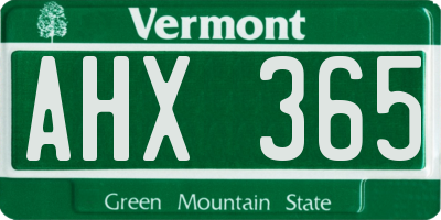 VT license plate AHX365