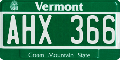 VT license plate AHX366