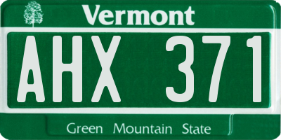 VT license plate AHX371