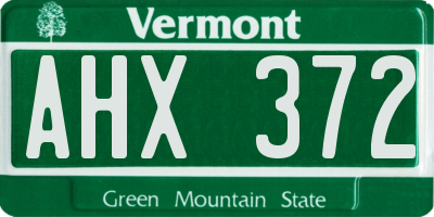 VT license plate AHX372