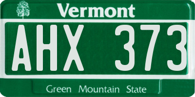VT license plate AHX373