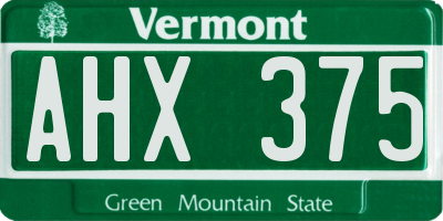 VT license plate AHX375