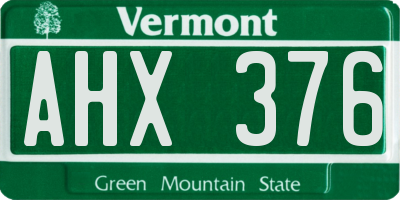 VT license plate AHX376