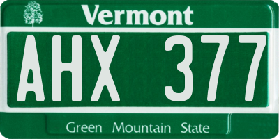 VT license plate AHX377