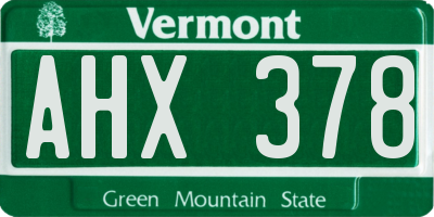 VT license plate AHX378