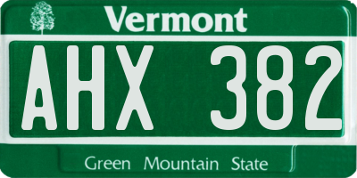 VT license plate AHX382