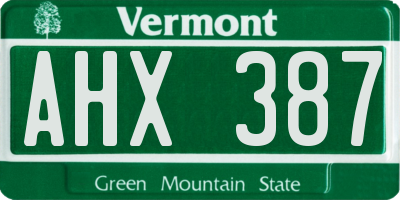 VT license plate AHX387