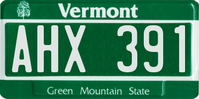 VT license plate AHX391