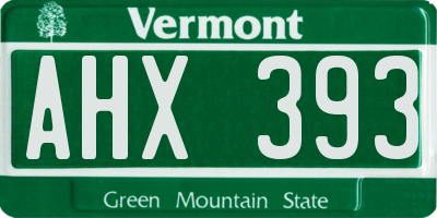 VT license plate AHX393