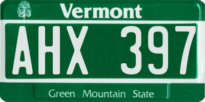 VT license plate AHX397