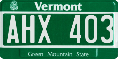 VT license plate AHX403